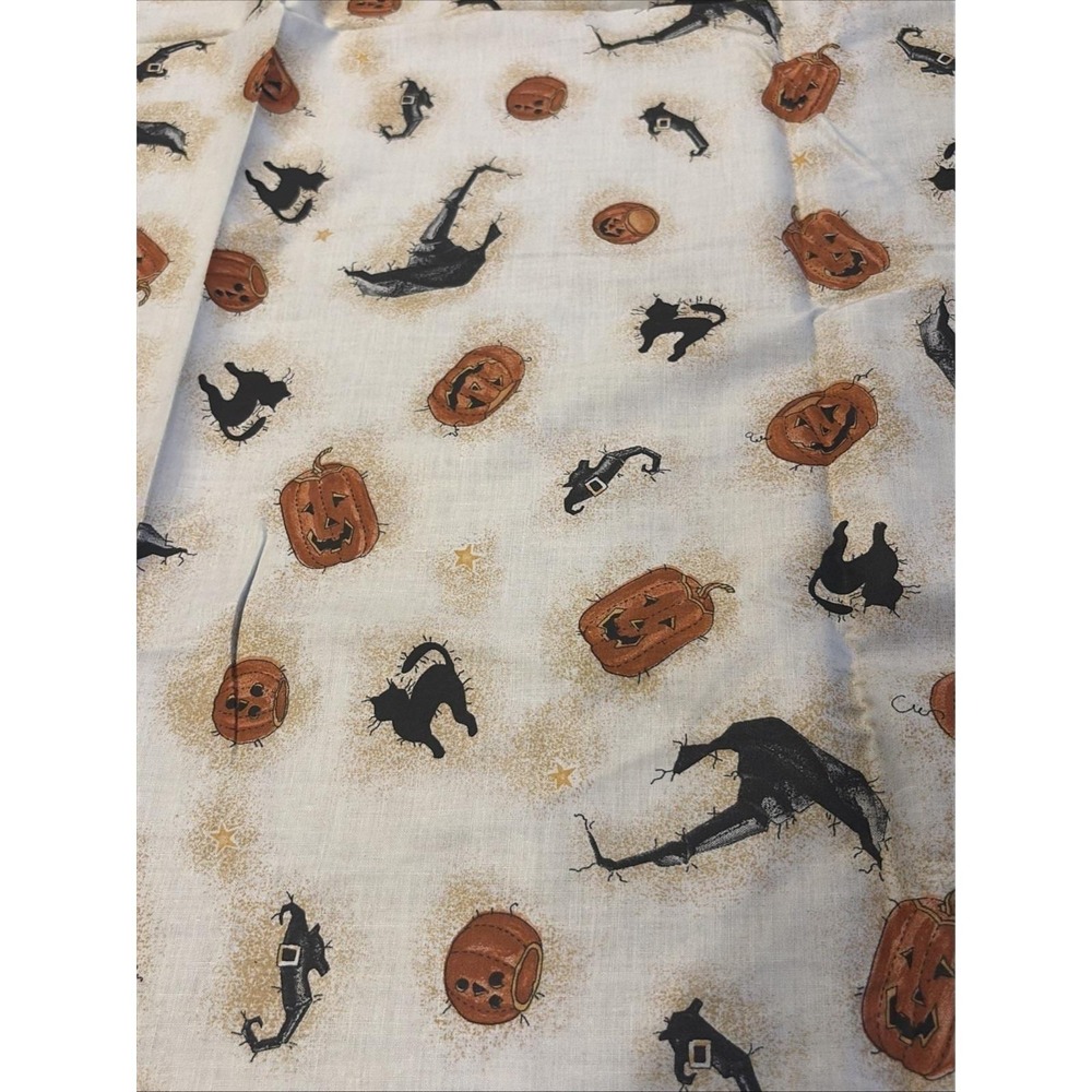 Daisy Kingdom Broomzelda witch Pumpkin Cat fabric cotton 72"x45" Halloween 1996